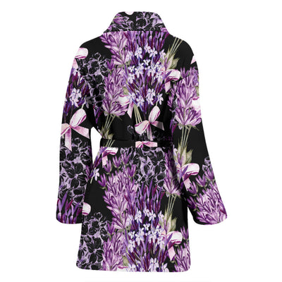 Lavender Pattern Print Design LV06 Women Bathrobe