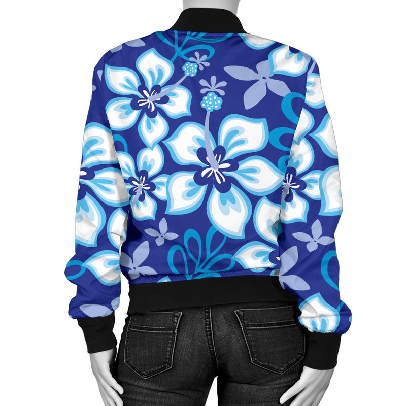 Hibiscus Pattern Print Design HB04 Women Bomber Jacket