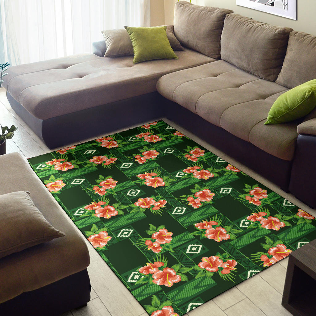 Hibiscus Pattern Print Design HB05 Area Rugs
