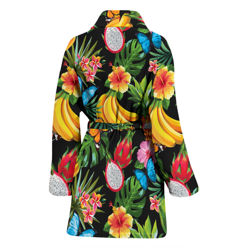 Tropical Fruits Pattern Print Design TF04 Women Bathrobe