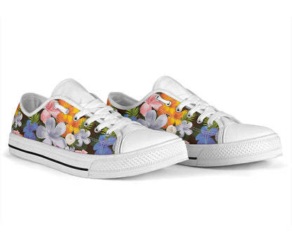 Plumeria Pattern Print Design PM03 White Bottom Low Top Shoes