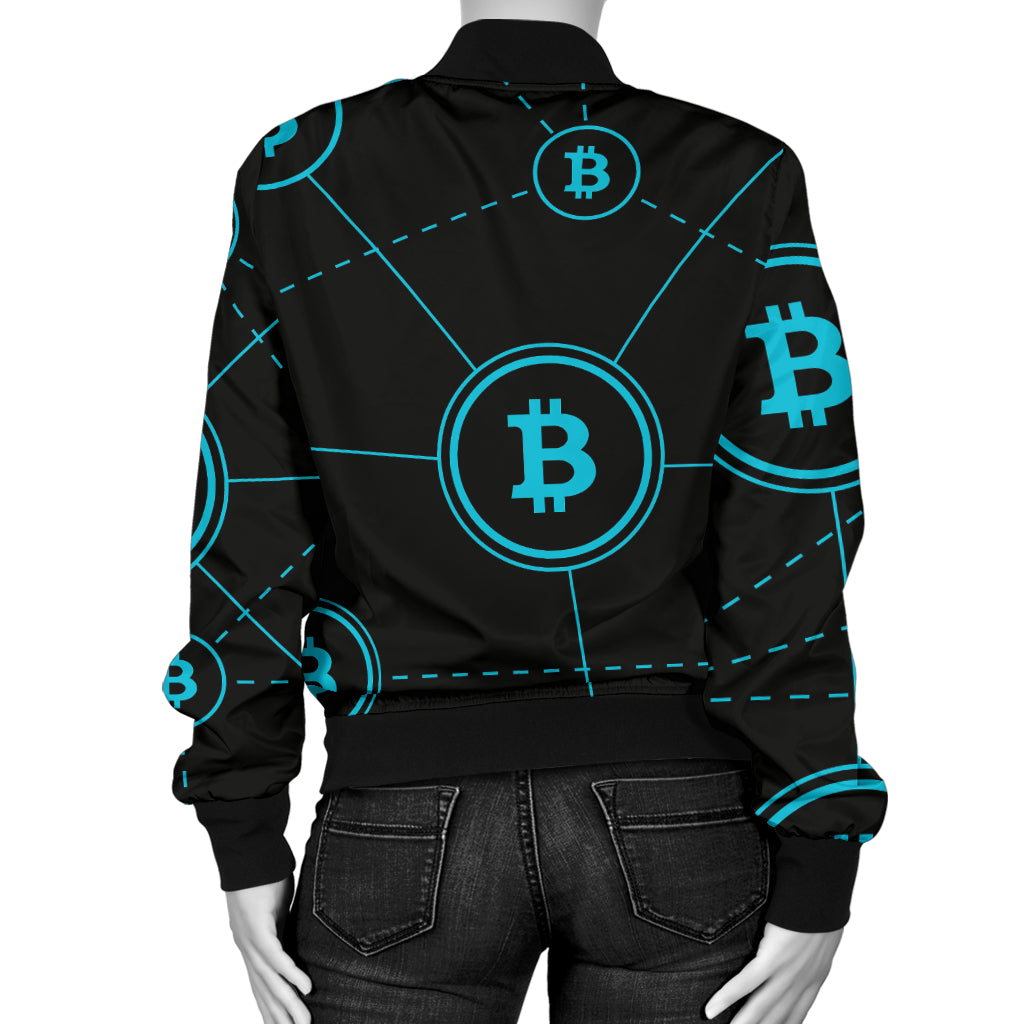 Cryptocurrency Pattern Print Design 01 Women's Bomber Jacket