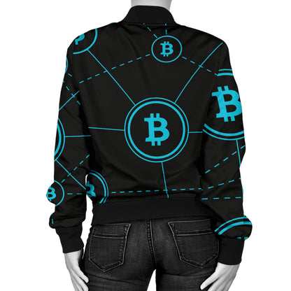 Cryptocurrency Pattern Print Design 01 Women's Bomber Jacket