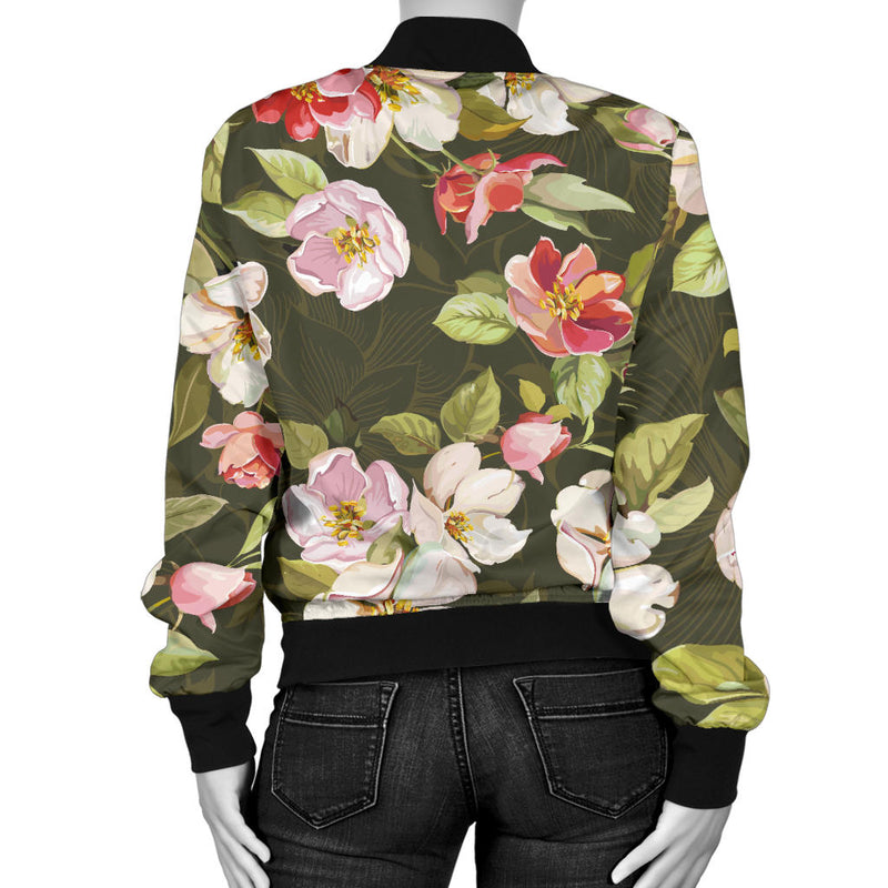 Apple blossom Pattern Print Design AB01 Women Bomber Jacket