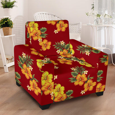 Orange Hibiscus Pattern Print Design HB026 Armchair Slipcover