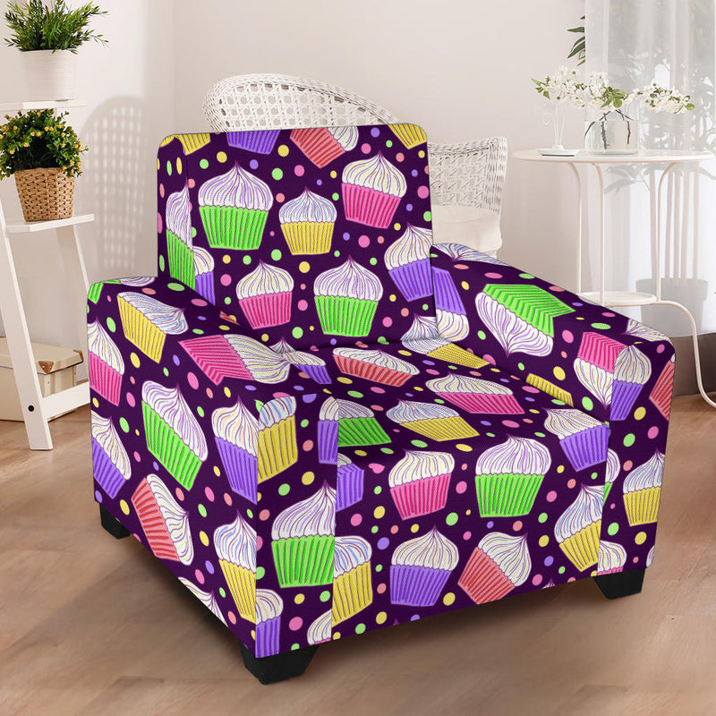 Cupcake Pattern Print Design CP07 Armchair Slipcover