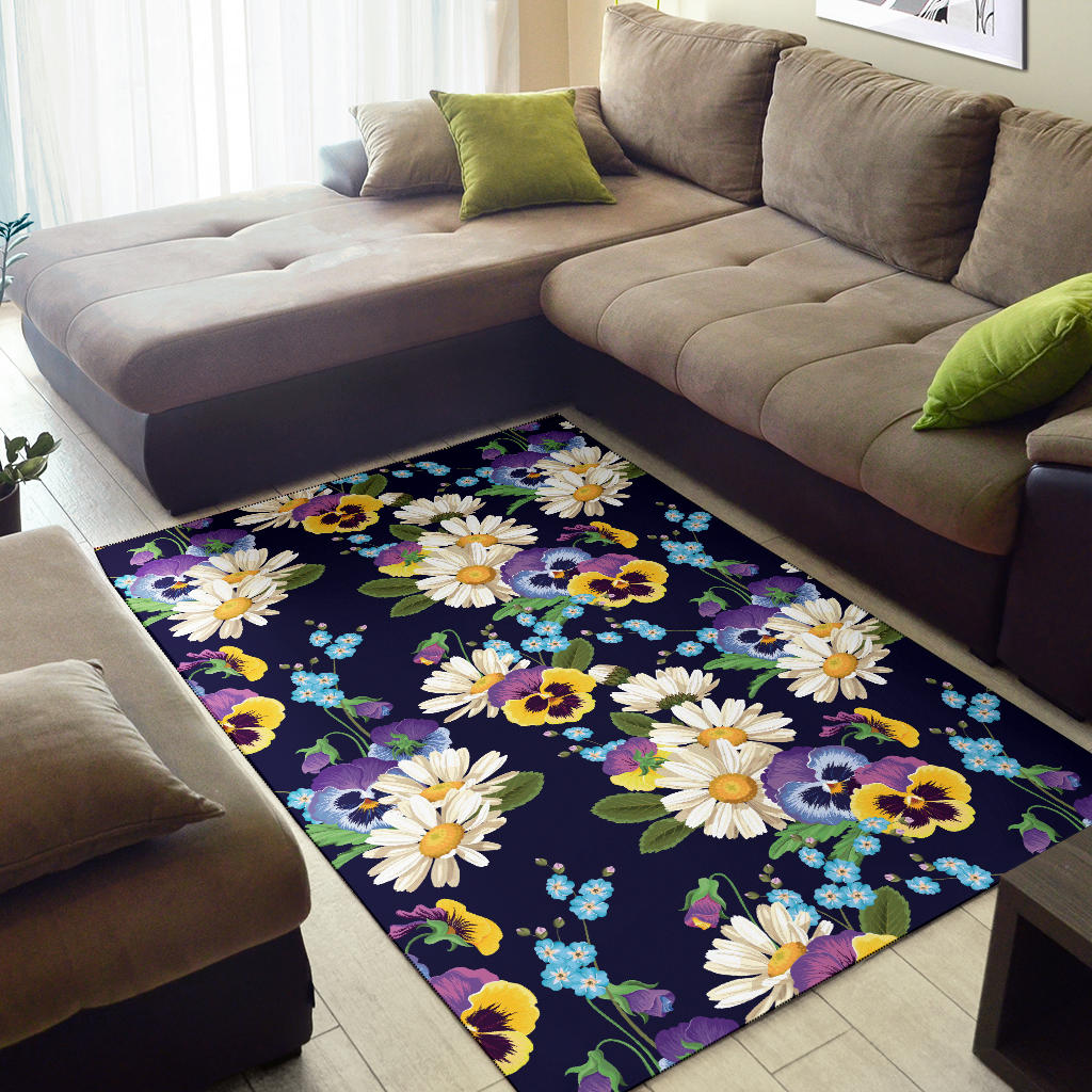 Pansy Pattern Print Design PS03 Area Rugs