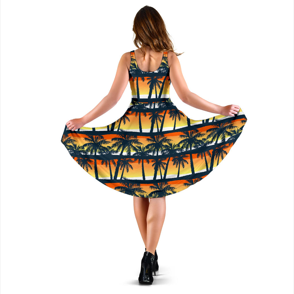 Palm Tree Pattern Print Design PT011 Midi Dress