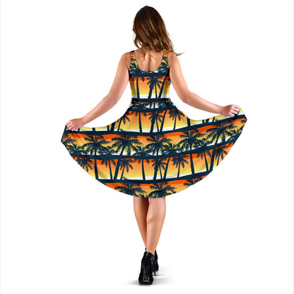 Palm Tree Pattern Print Design PT011 Midi Dress