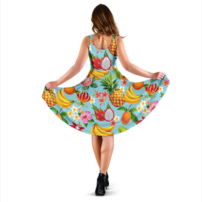 Tropical Fruits Pattern Print Design TF01 Midi Dress