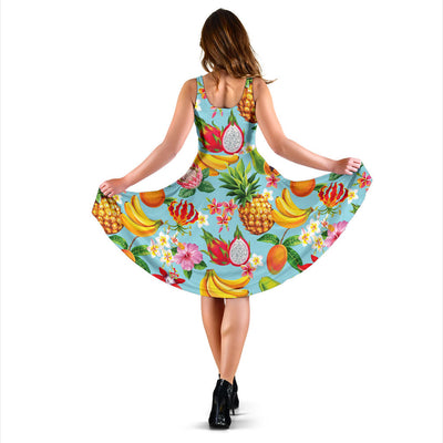 Tropical Fruits Pattern Print Design TF01 Midi Dress