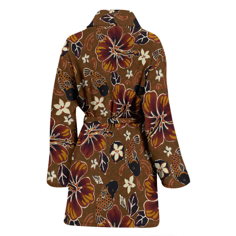 Hawaiian Themed Pattern Print Design H01 Women Bathrobe