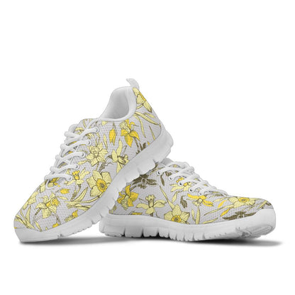Daffodils Pattern Print Design DF05 Sneakers White Bottom Shoes