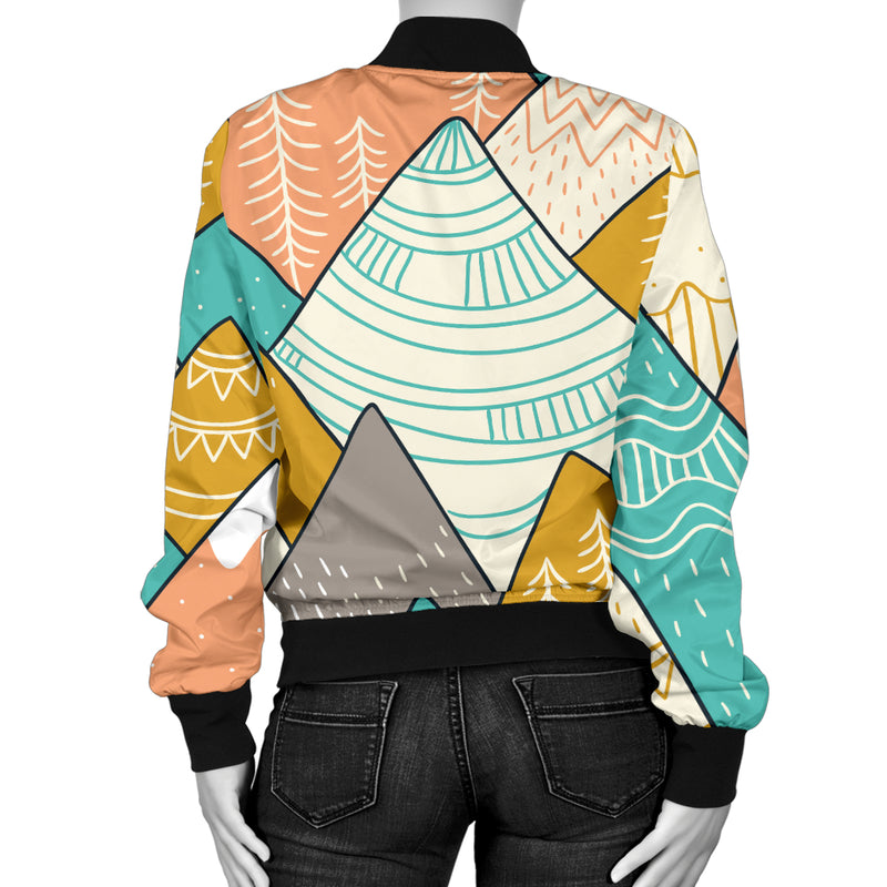 Mountain Pattern Print Design 02 Women's Bomber Jacket