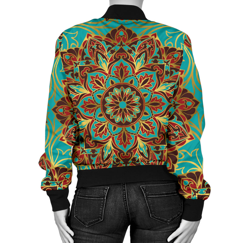 Medallion Pattern Print Design 02 Women's Bomber Jacket