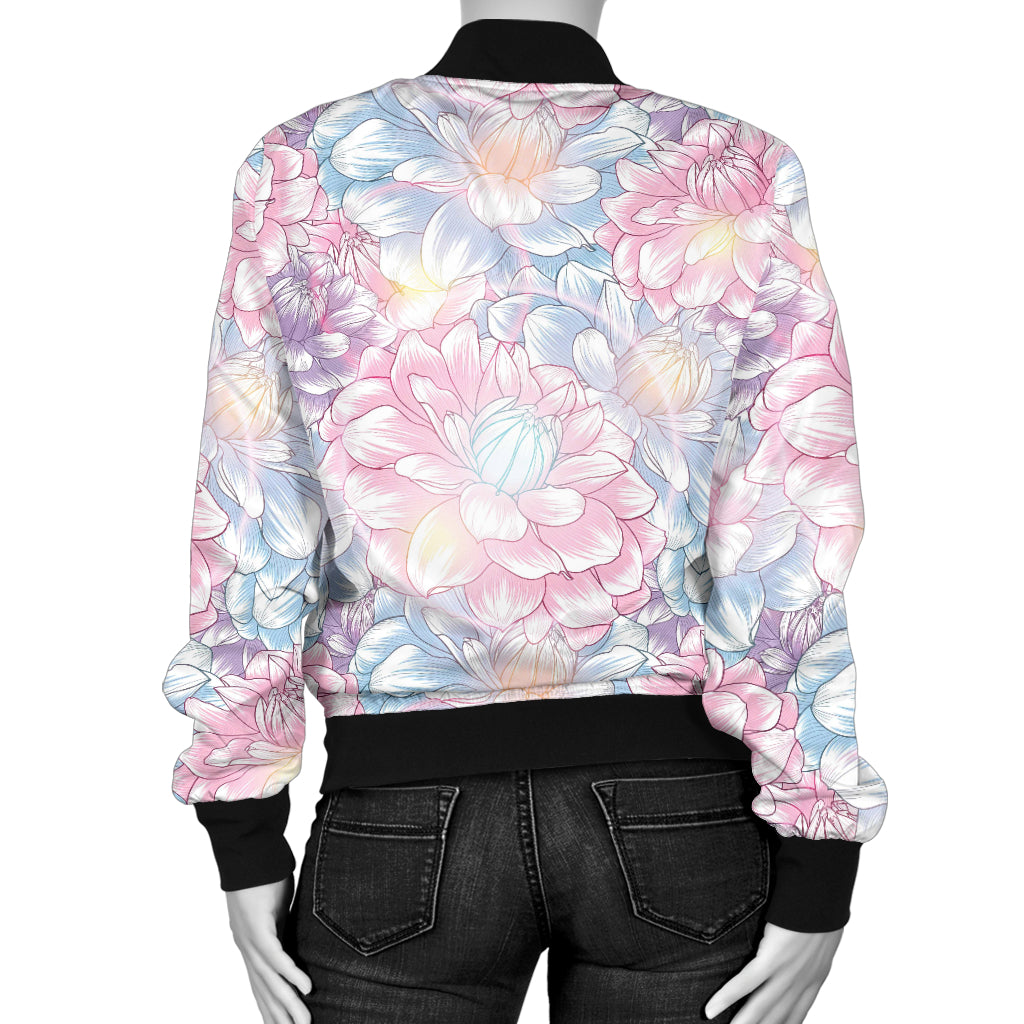Dahlia Pattern Print Design 01 Women's Bomber Jacket