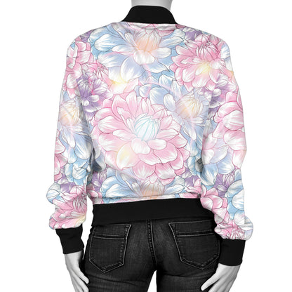 Dahlia Pattern Print Design 01 Women's Bomber Jacket