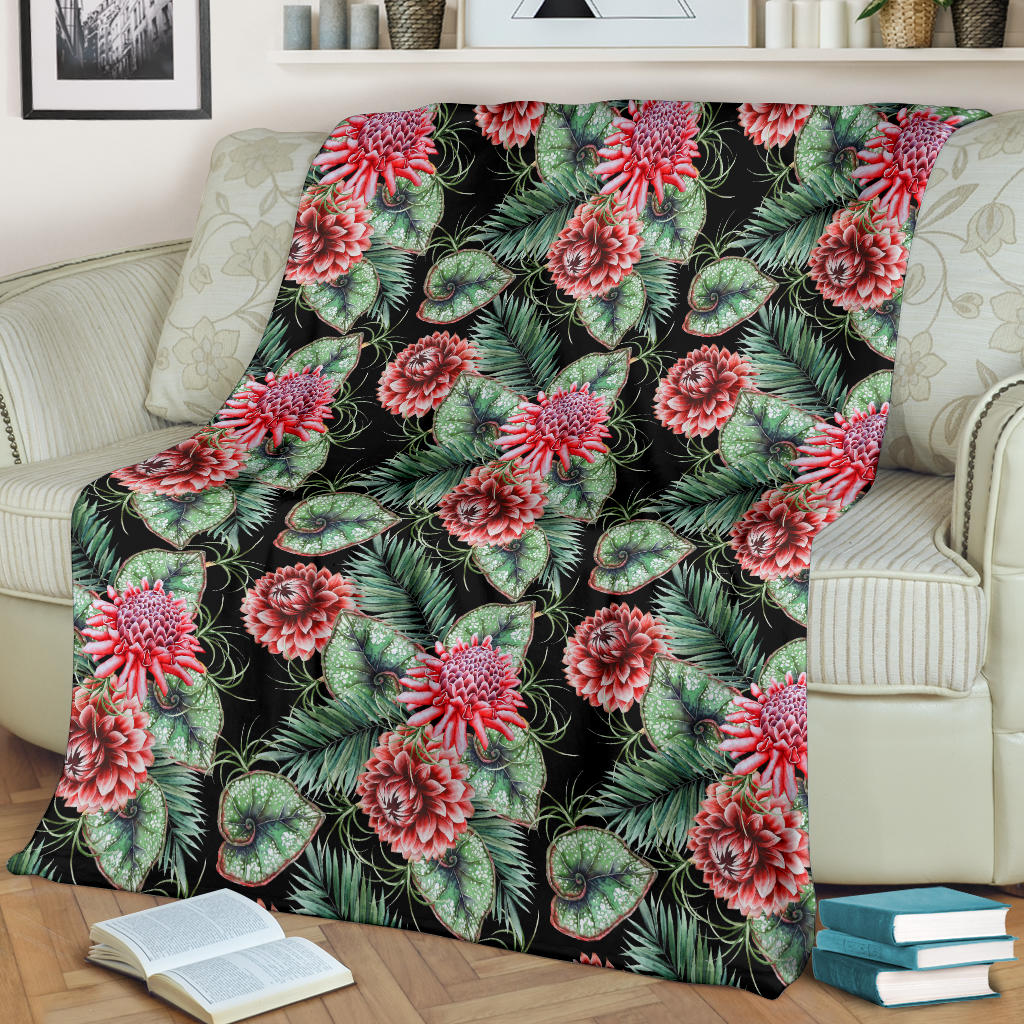 Dahlia Pattern Print Design DH06 Fleece Blanket