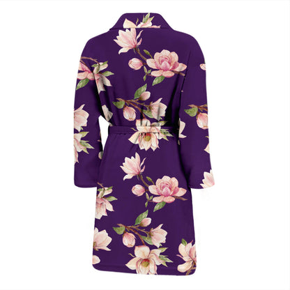 Magnolia Pattern Print Design MAG02 Men Bathrobe