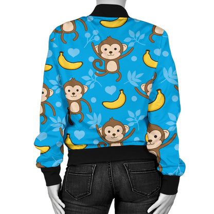 Monkey Pattern Print Design 05 Women's Bomber Jacket