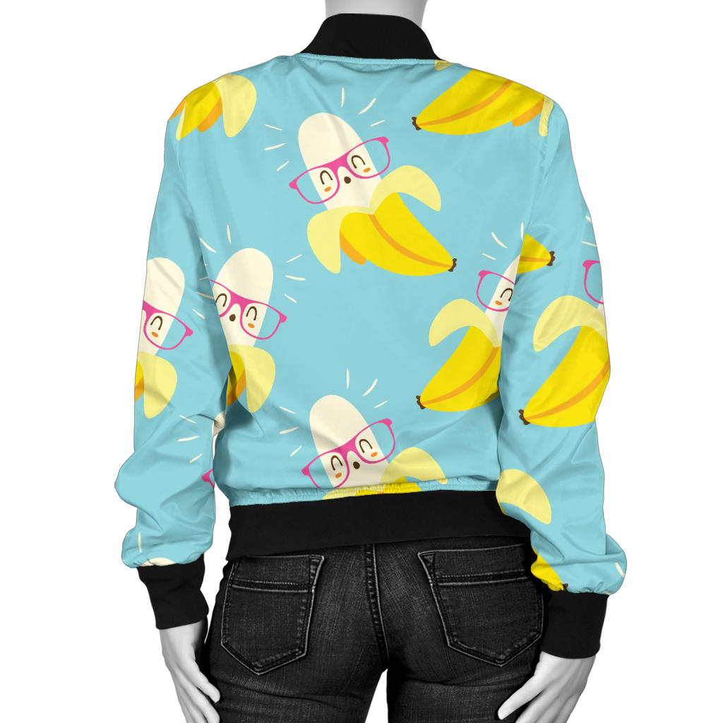 Banana Pattern Print Design BA07 Women Bomber Jacket