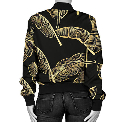 Banana Leaf Pattern Print Design BL07 Women Bomber Jacket