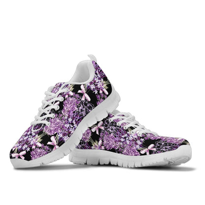 Lavender Pattern Print Design LV06 Sneakers White Bottom Shoes