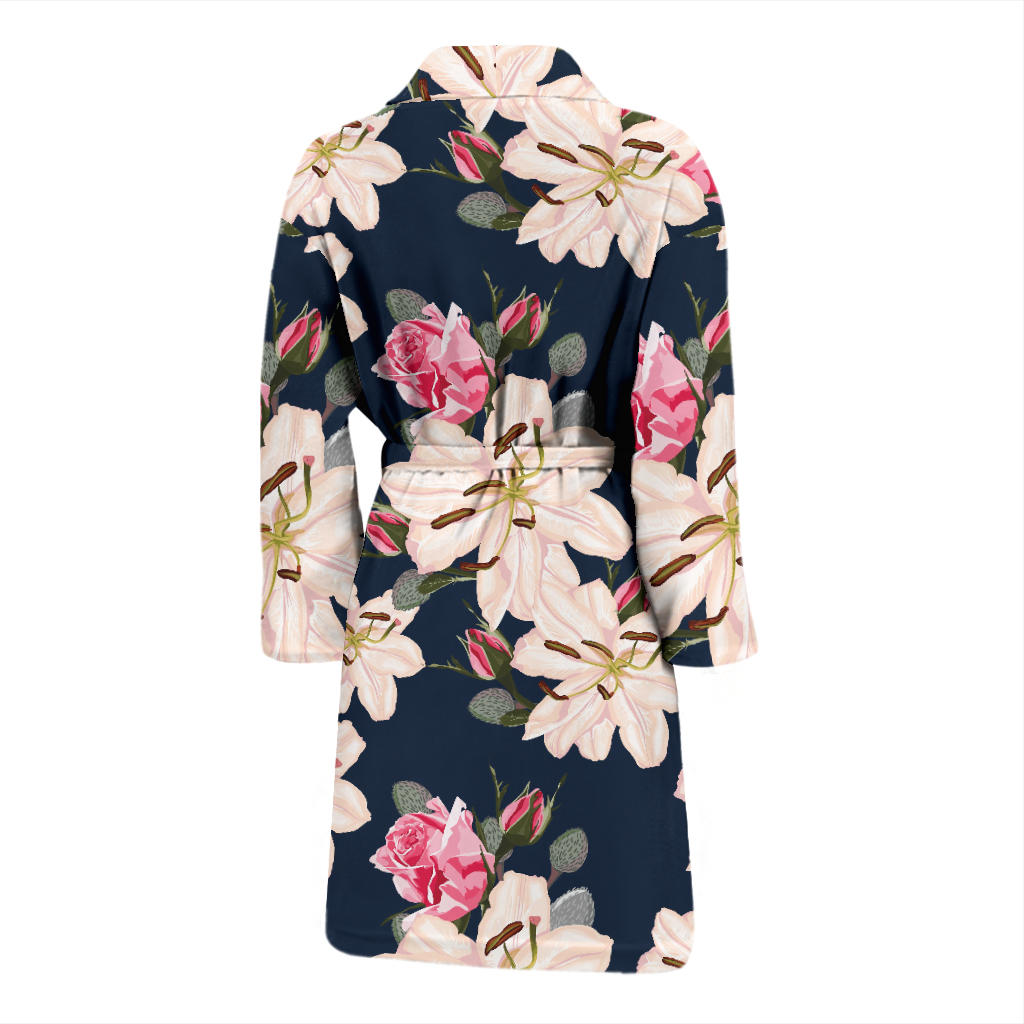 Lily Pattern Print Design LY04 Men Bathrobe