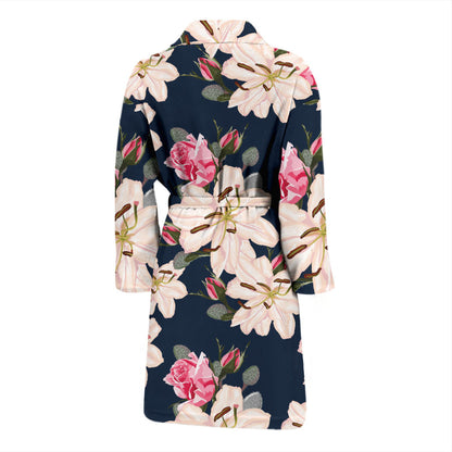 Lily Pattern Print Design LY04 Men Bathrobe