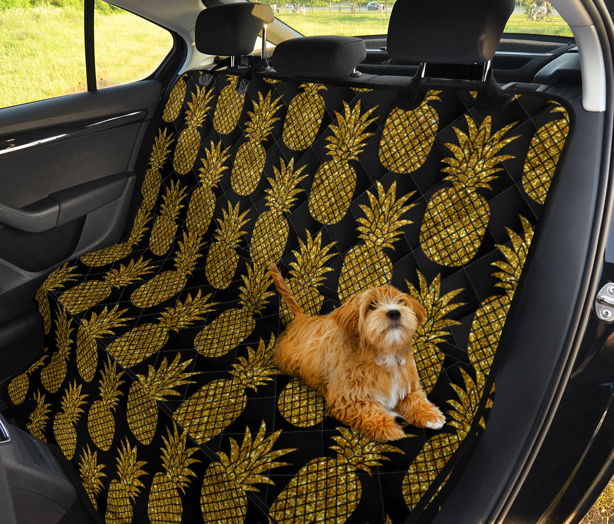 Gold Pineapple Pattern Print Design PP011 Rear Dog  Seat Cover