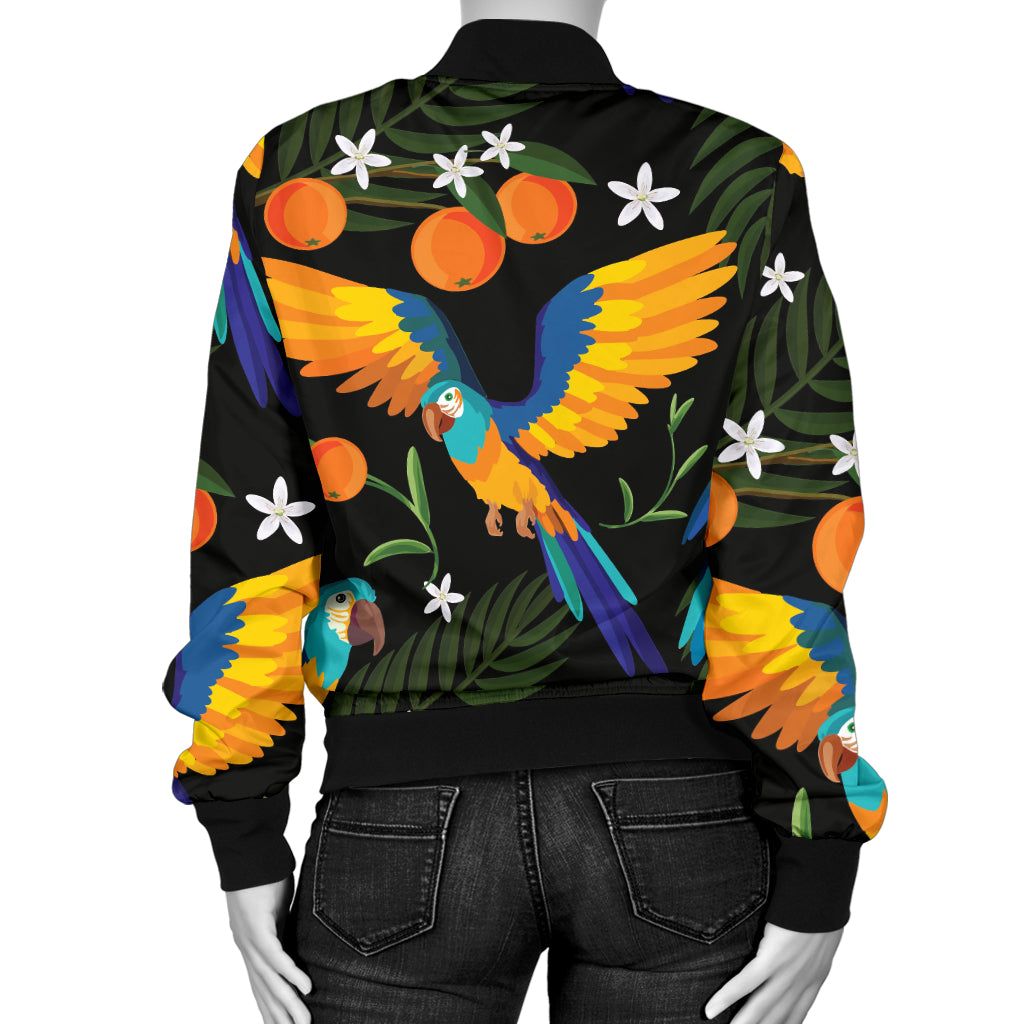 Macaw Pattern Print Design 03 Women's Bomber Jacket