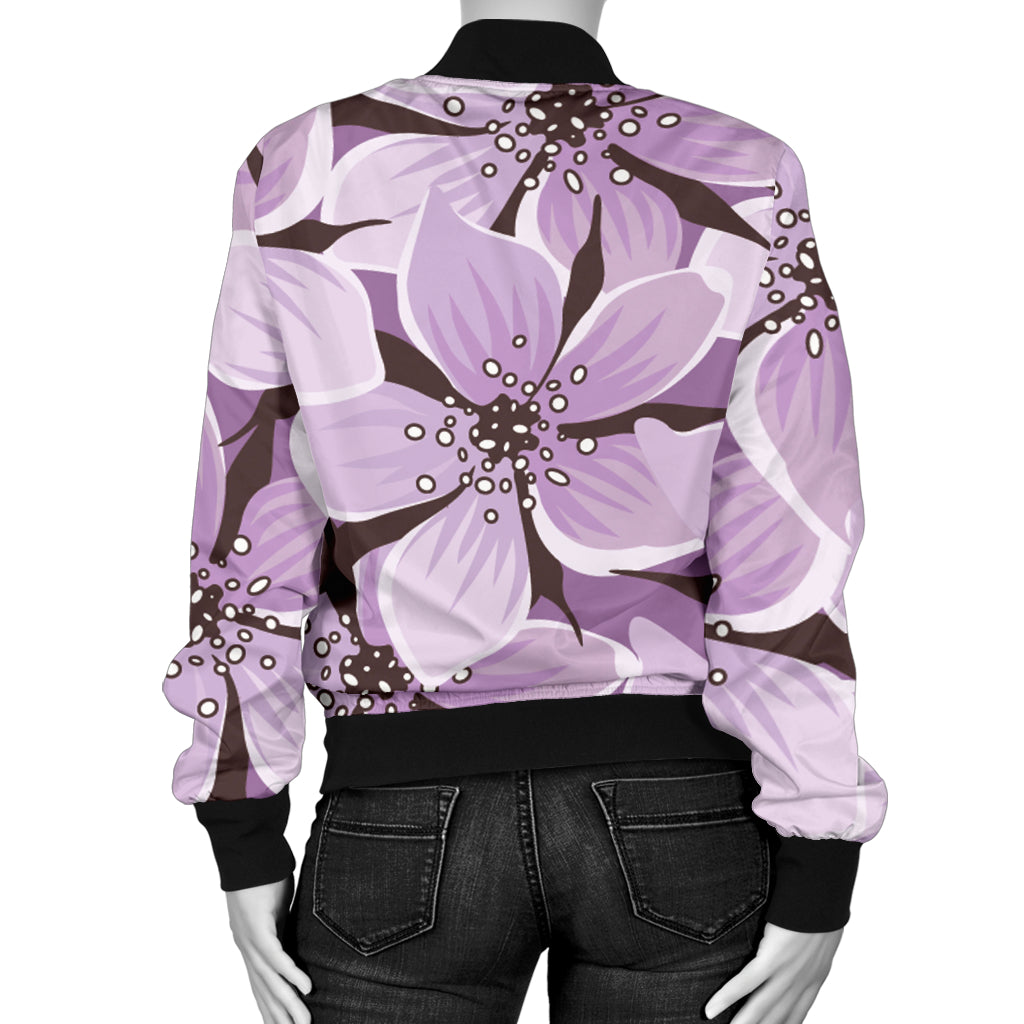 Lilac Pattern Print Design 01 Women's Bomber Jacket