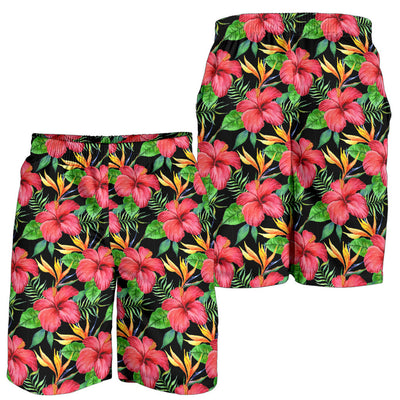 Red Hibiscus Pattern Print Design HB07 Mens Shorts