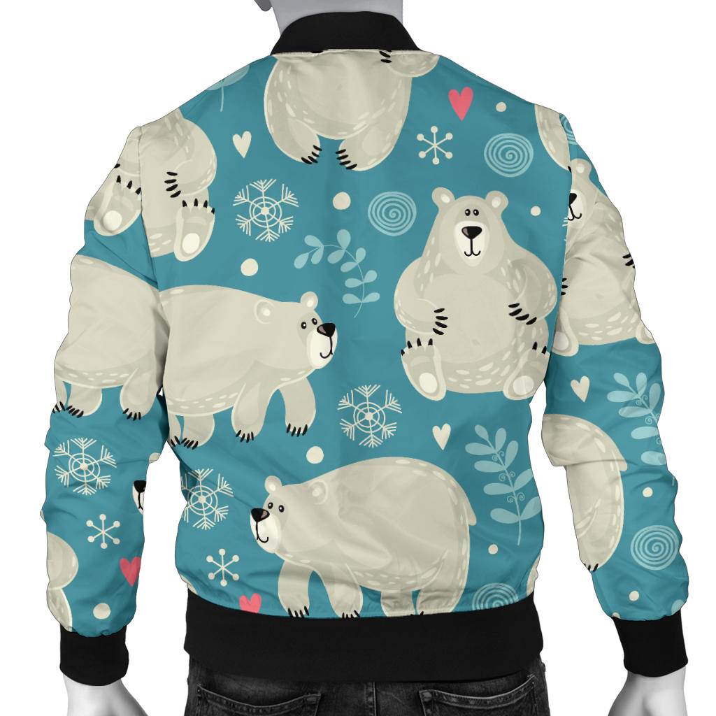 Bear Pattern Print Design BE04 Men Bomber Jacket