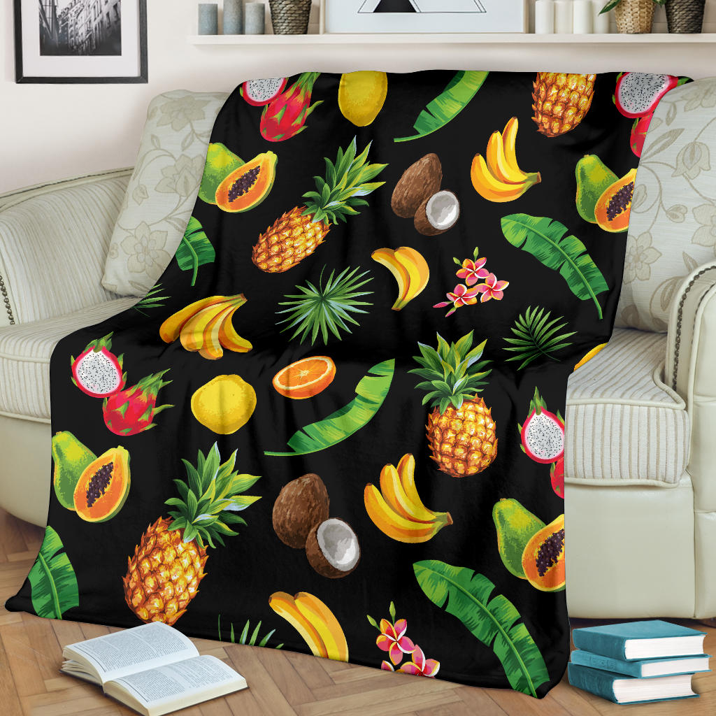 Tropical Fruits Pattern Print Design TF03 Fleece Blanket