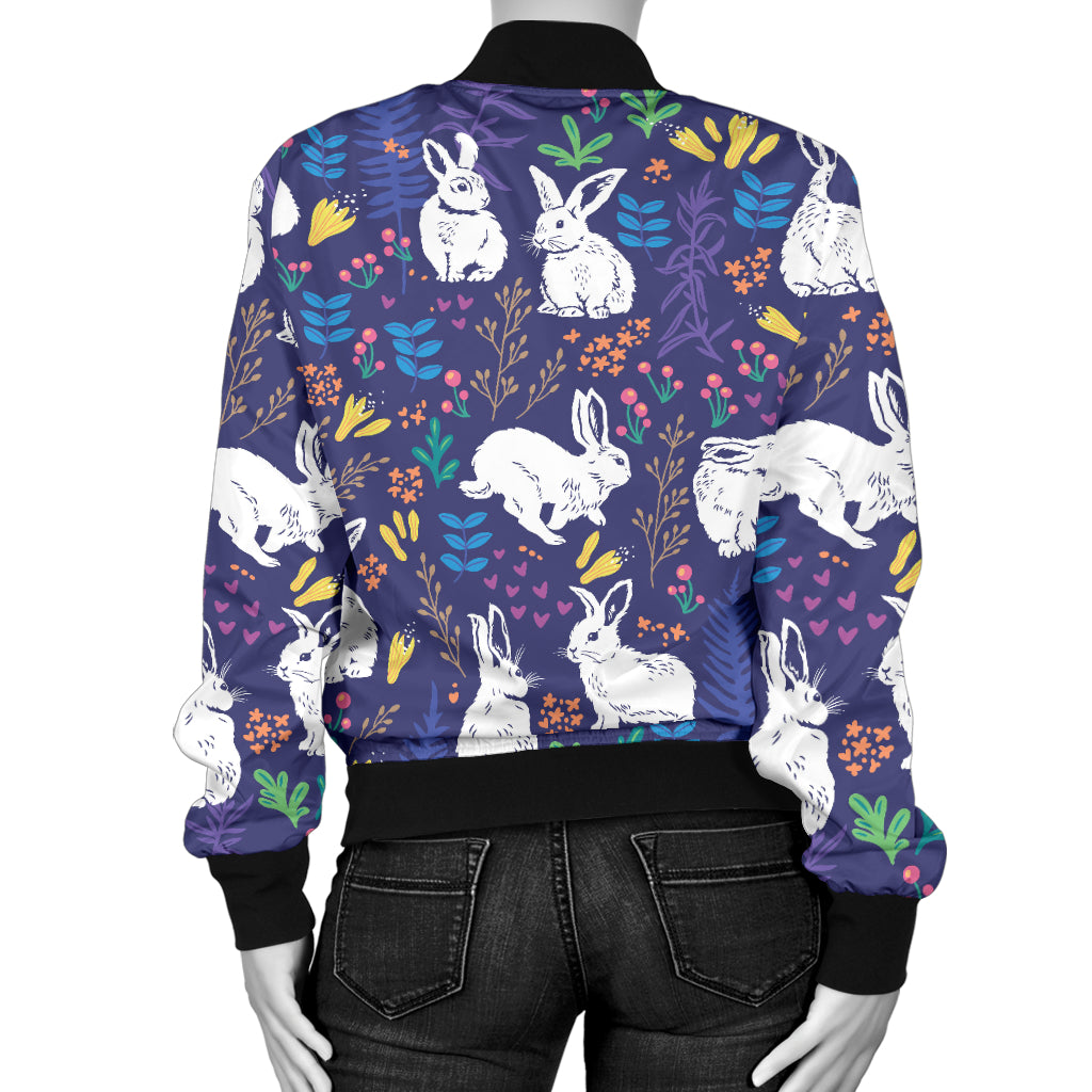 Bunny Pattern Print Design 01 Women's Bomber Jacket