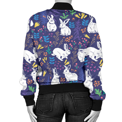 Bunny Pattern Print Design 01 Women's Bomber Jacket