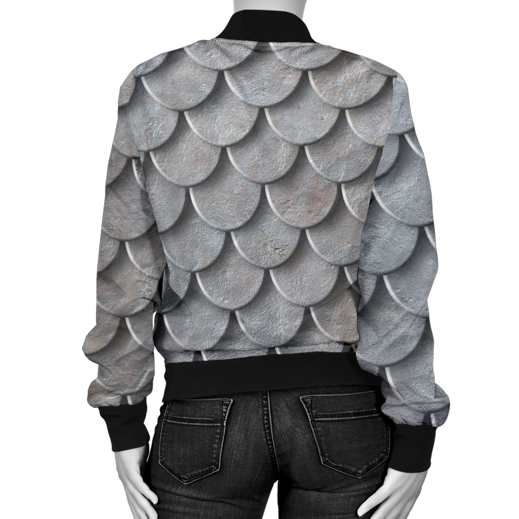 Armor Scales Pattern Print Design 03 Women's Bomber Jacket