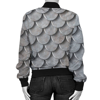 Armor Scales Pattern Print Design 03 Women's Bomber Jacket