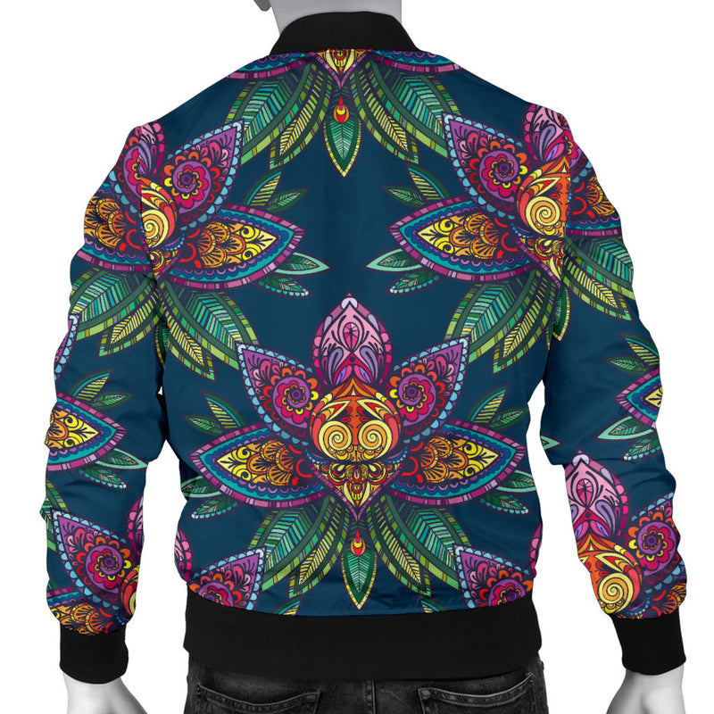 lotus Boho Pattern Print Design LO04 Men Bomber Jacket