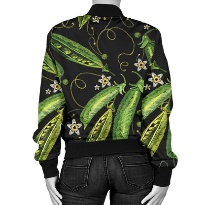 Peas Pattern Print Design A02 Women's Bomber Jacket