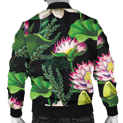 Water Lily Pattern Print Design WL010 Men Bomber Jacket