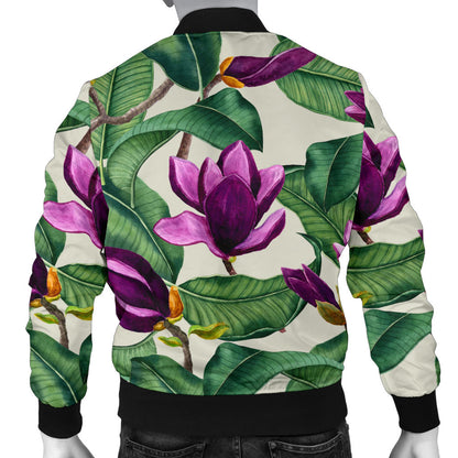 Magnolia Pattern Print Design MAG07 Men Bomber Jacket