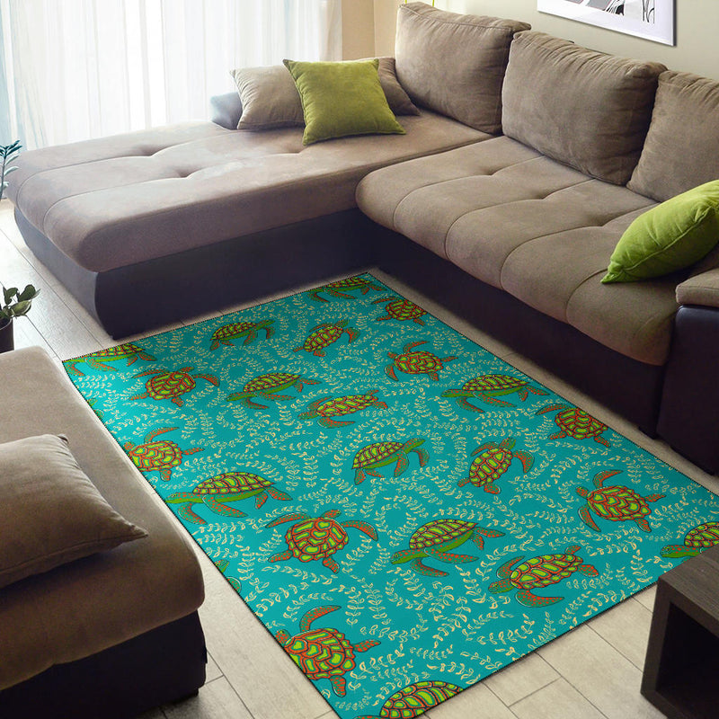 Sea Turtle Pattern Print Design T010 Area Rugs