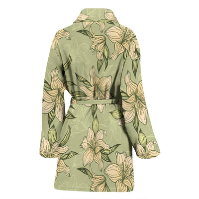 Lily Pattern Print Design LY06 Women Bathrobe