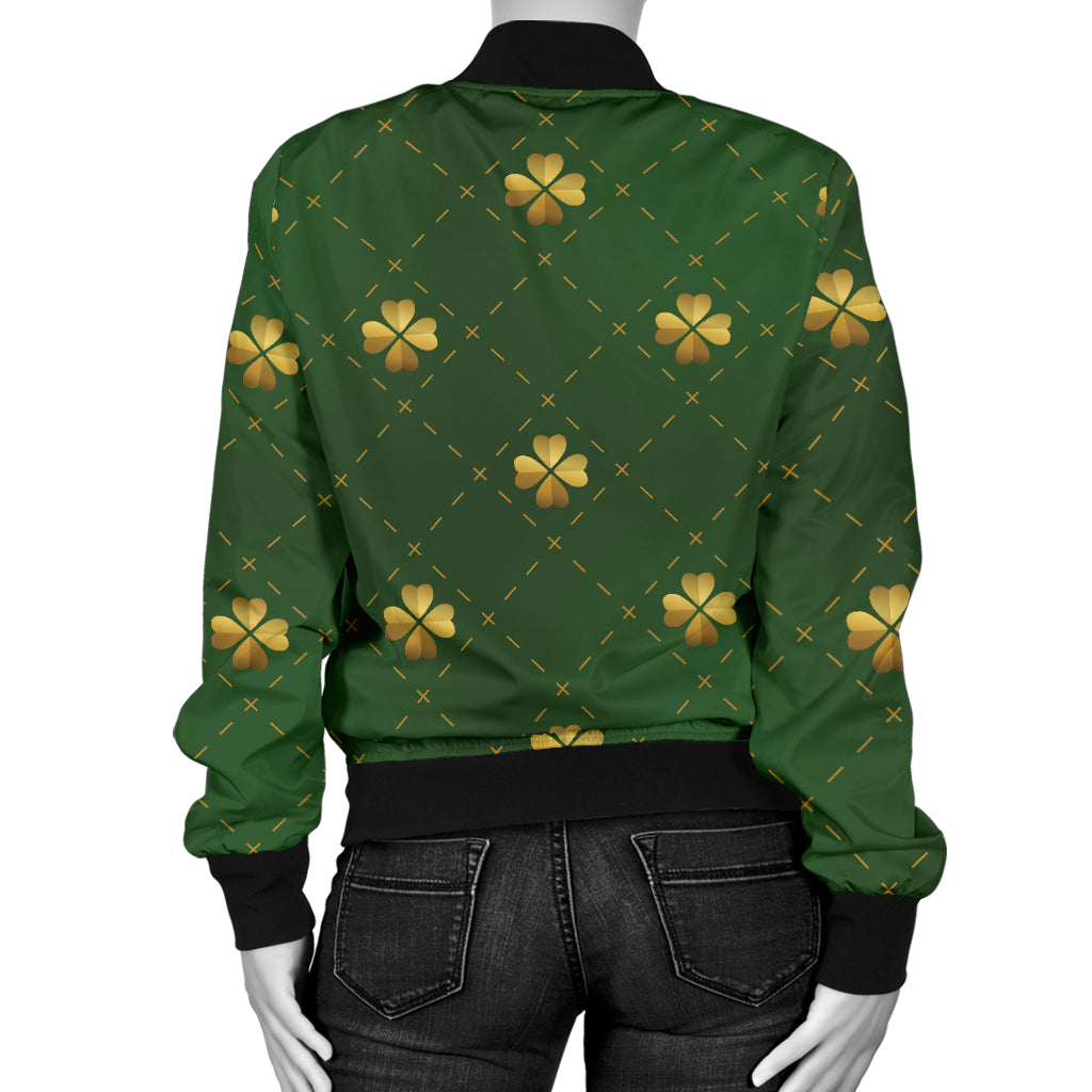 Clover Pattern Print Design 01 Women's Bomber Jacket