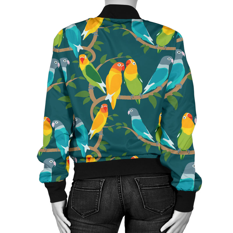 Lovebird Pattern Print Design 02 Women's Bomber Jacket