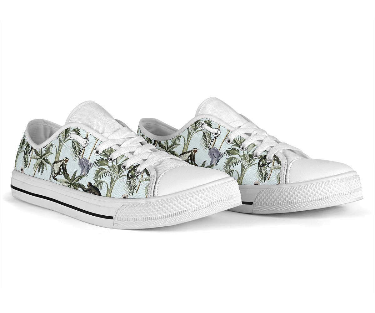 Rainforest Pattern Print Design RF04 White Bottom Low Top Shoes