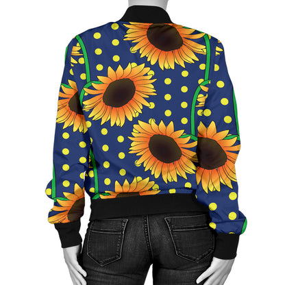 Sunflower Pattern Print Design SF03 Women Bomber Jacket