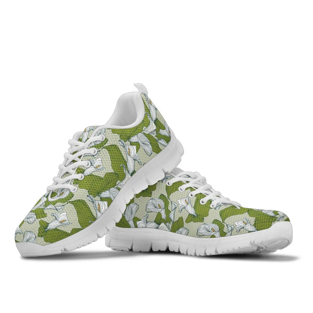 Lily Pattern Print Design LY08 Sneakers White Bottom Shoes